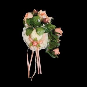 Handmade potpourri filled wicker / floral hanging hat